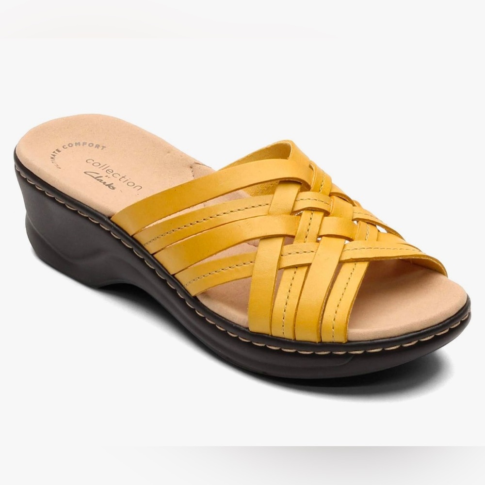 Clarks Leather Comfort Yellow Slip-on Lexi Selina Sandal Size 10